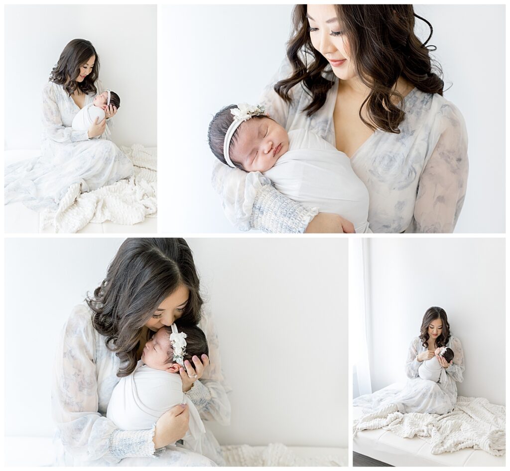 mom kissing baby at her newborn session
